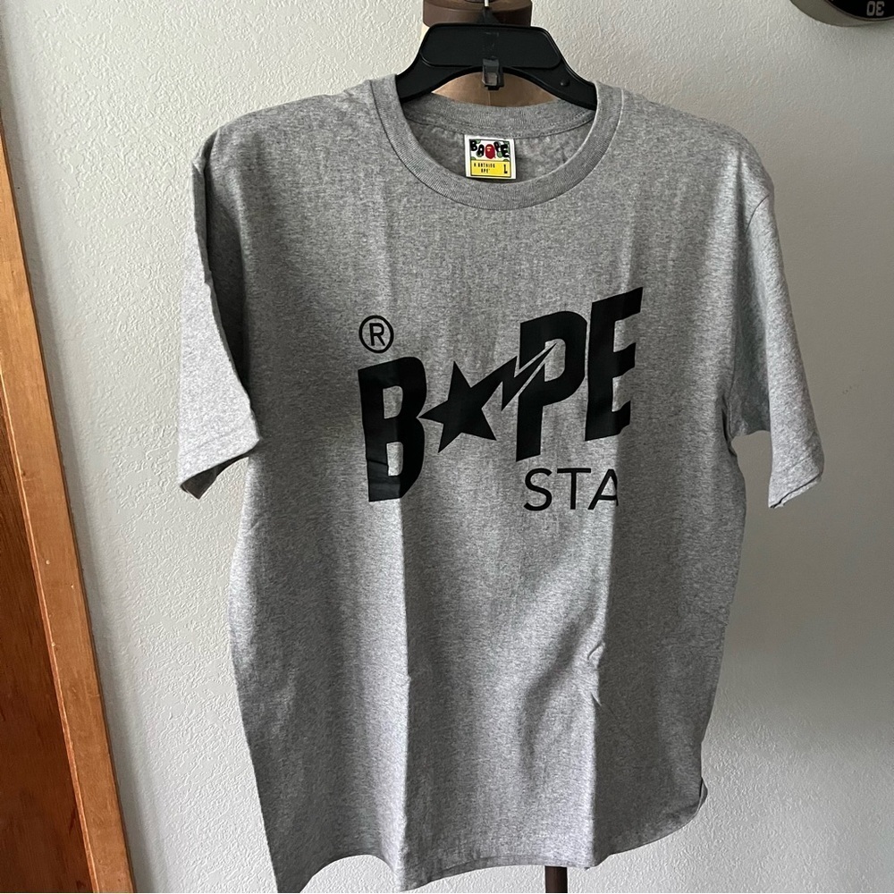 BATHING APE sz L Gray Tee BAPESTA Tshirt Short Sleeve BAPE Japan